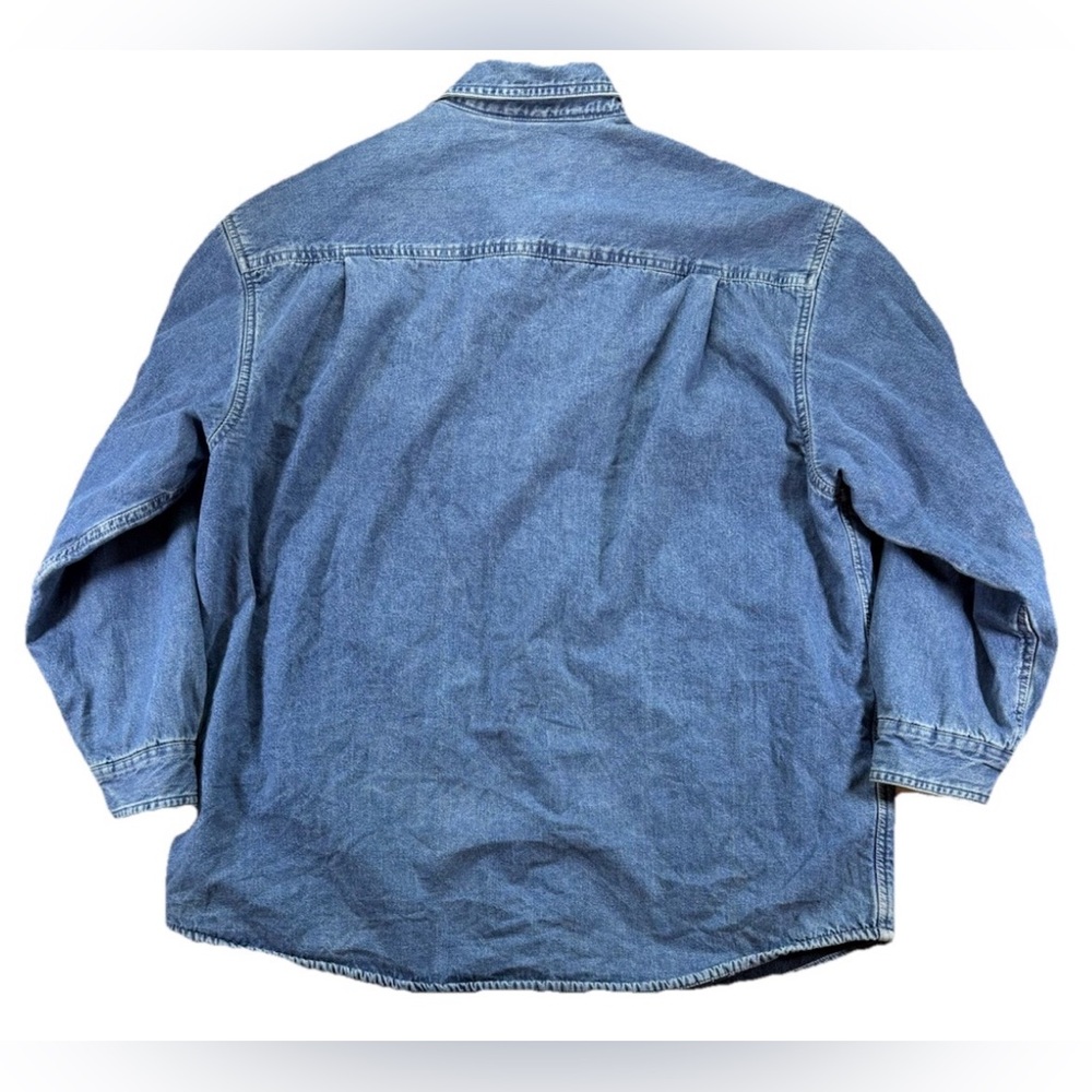 Vintage John Deere Denim Button Up Work Shirt Jacket Men's XL Fleece Lined - Picture 3 of 5